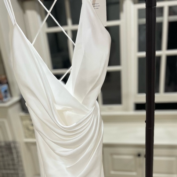 Fame&Partners NWT/BOX Ivory Satin wrap maxi dress BRIDES&BRIDESMAID Fits 6-8 - Picture 9 of 17